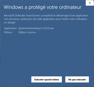 Bouton Exécuter quand même de Windows - Cliquez pour agrandir